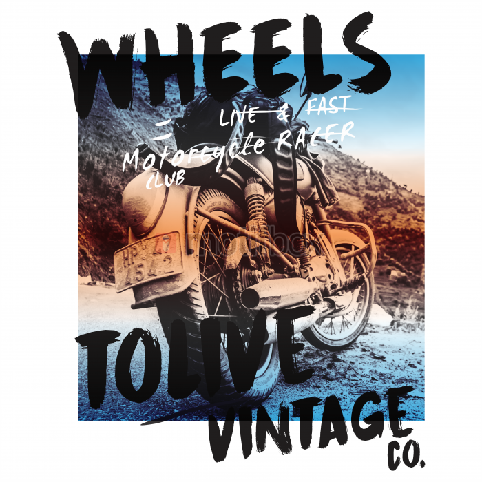 wheels to live vintage t-shirt design