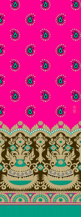 floral pattern textile design and border design