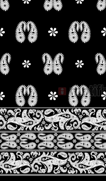 floral design with black and white border 
