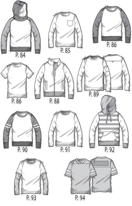 t-shirts pattern  in out lines 